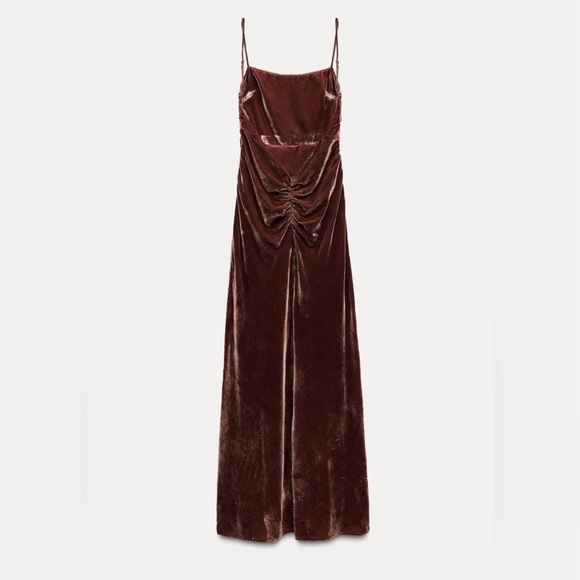 Zara Strappy Velvet Draped Midi Dress - Picture 15 of 16